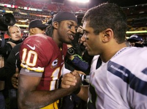 LAURENCE KESTERSON/REUTERSRussell Wilson (r.) and the Seahawks dispatch RG3 and the Redskins and head to Atlanta next.